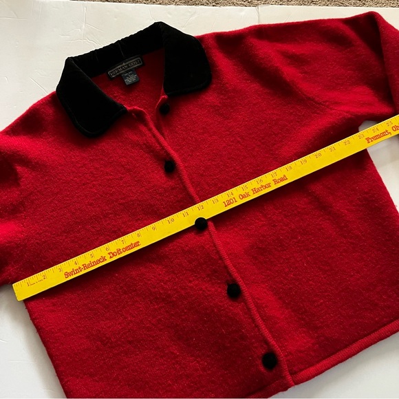 Red Wool Cardigan Women’s Size Large - Picture 6 of 12